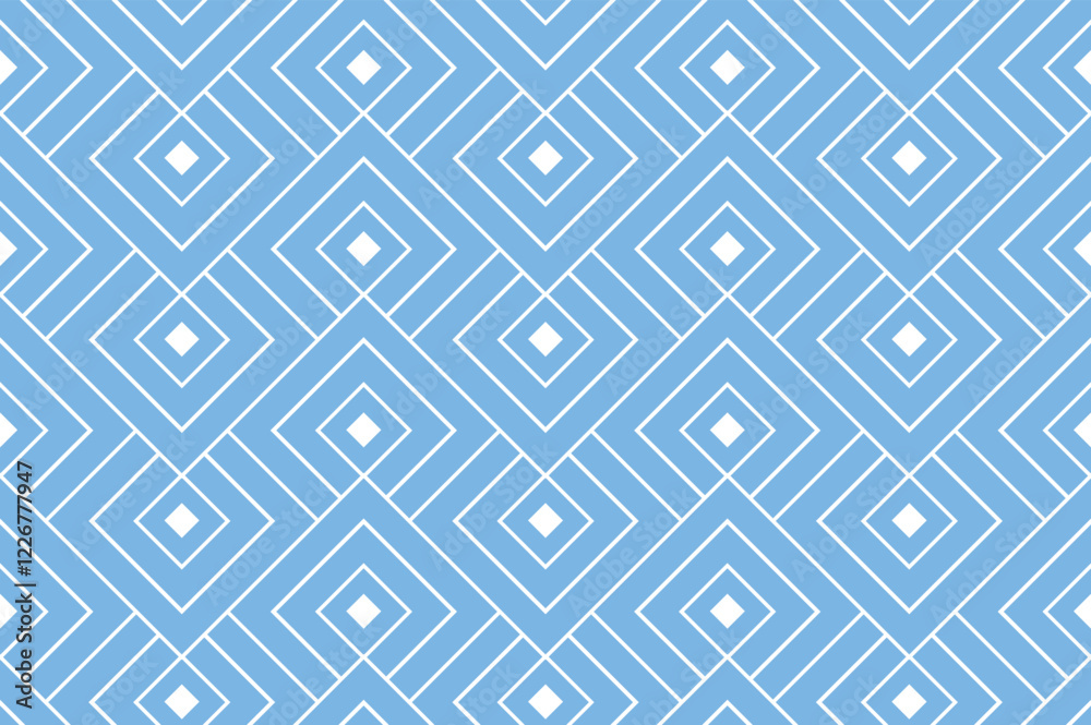 Poster Abstract geometric pattern. A seamless vector background. White and blue ornament. Graphic modern pattern. Simple lattice graphic design.