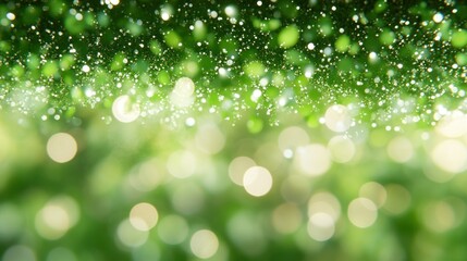 Obraz premium Green bokeh, falling leaves, nature background, spring