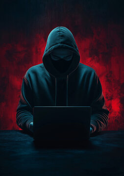 hacker stealing data from laptop