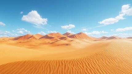 Scenic sand dunes landscape under blue sky.
