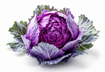 Obraz premium Vibrant Purple Cabbage Beautifully Nestled Against a Soft Backdrop. Generative AI