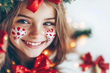 A person with colorful facial decorations, perfect for parties or celebrations