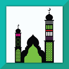 Ramadan Kareem prayer mosque vector illustration
 in silhouette for banner design and Ramadan background.