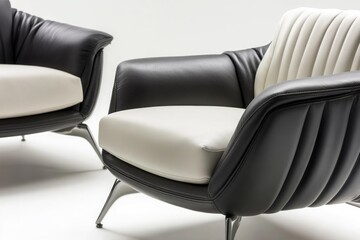 Two chairs side by side in monochrome colors, ideal for decoration or staging