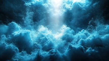 Heavenly light piercing dark cloudscape, night sky, hope concept