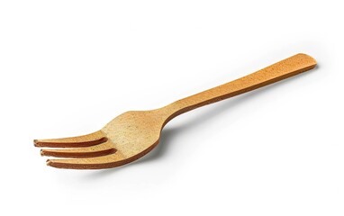 Biodegradable fork mockup isolated on white background. Compostable, eco friendly materials concept, conscious, sustainable, organic, natural, green, renewable, environmentally safe, decomposable