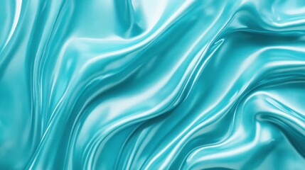 Obraz premium Smooth turquoise satin fabric with glossy folds and reflective highlights