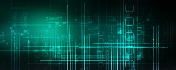 2d illustration Abstract futuristic electronic circuit technology background