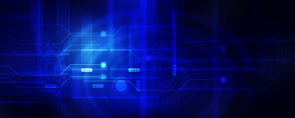 2d illustration Abstract futuristic electronic circuit technology background