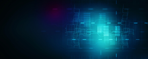 2d illustration Abstract futuristic electronic circuit technology background