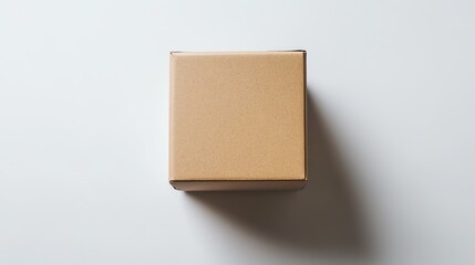 A simple brown cardboard box on a clean white surface.