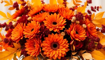 Vibrant Orange Gerbera Daisies Autumn Floral Arrangement