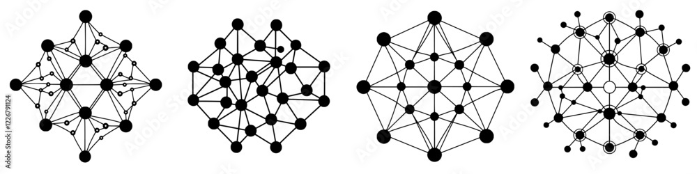 Poster various types of network graphs illustrating different connections and structures