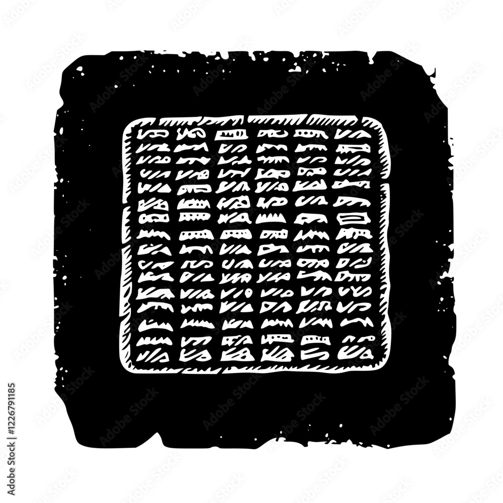 Poster intricate patterns of a grid design on a textured background showcasing craftsmanship and creativity