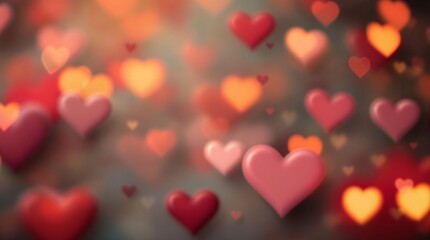 Obraz premium Romantic Floating Hearts on a Soft Colorful Background. generator AI