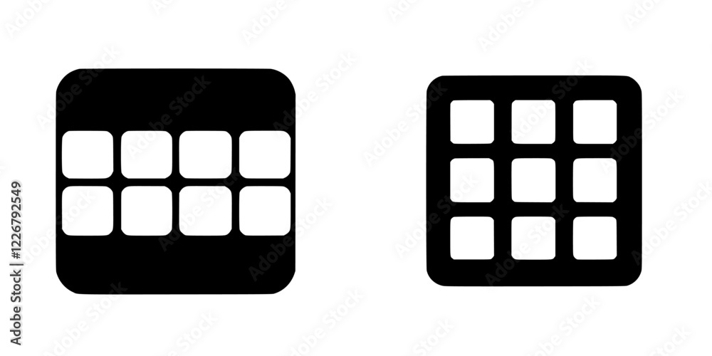 Poster comparison of two grid designs illustrating different layout options and styles for user interfaces 