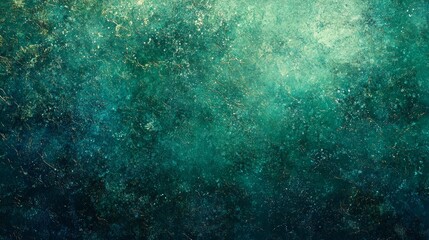 Emerald green to petrol teal gradient with metallic textures and glowing streaks