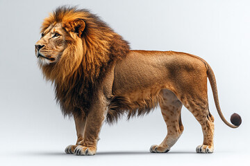 Obraz premium Majestic African Lion Standing Profile View