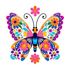 Colorful Butterfly Illustration with Floral Patterns