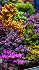Obraz premium Vibrant coral reef showcasing diverse colors and textures.