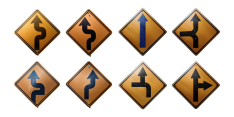 Diverse Road Sign Collection for Traffic Guidance, PNG collection, set bundle, isolate on transparent or white background