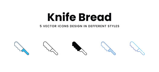 Knife Bread icons in different style vector stock illustration