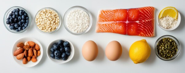 Naklejka premium Micronutrient-Dense Breakfast Foods Arranged for a Powerful Immune Boost to Start Your Day Right