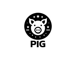 Pig silhouette logo design icon vector illustration. Black color pig logo template