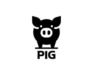 Pig silhouette logo design icon vector illustration. Black color pig logo template