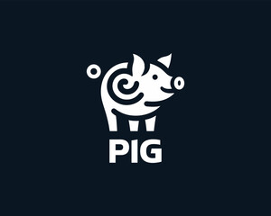 white color Pig logo design