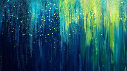 Vibrant Abstract Art with Luminous Blue and Green Hues