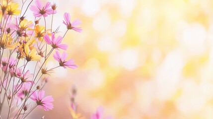 Fototapeta premium Delicate Pink and Yellow Flowers