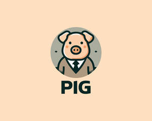 Pig logo design icon vector illustration.