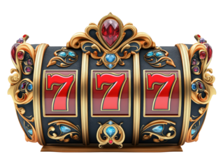 Isolated Slot Machine Reels with 777 Jackpot Symbols