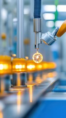 Fototapeta premium High-tech factory assembly line efficiently producing sparkling diamonds for the jewelry industry.