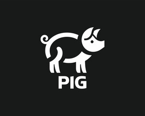white color Pig logo design