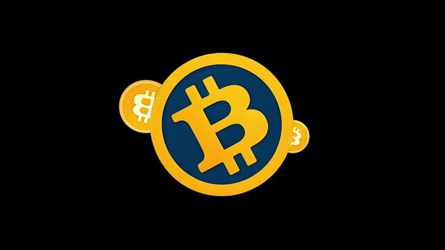 Bitcoin footage flat design alpha channel for comunity or class 