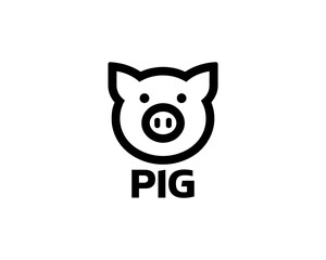 Pig silhouette logo design icon vector illustration. Black color pig logo template