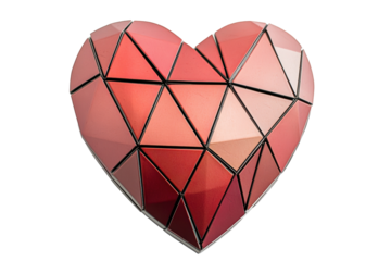 Isolated Geometric Multicolored Heart, Polygonal Design
