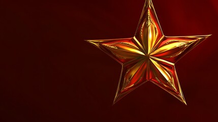 A Golden Star Against A Deep Red Background
