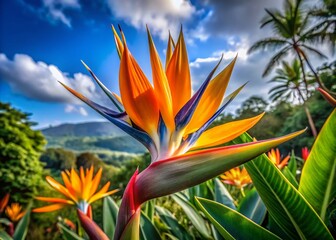 Obraz premium Vibrant Strelitzia Landscape Photography, Texture, Nature