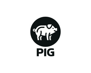 Pig silhouette logo design icon vector illustration. Black color pig logo template