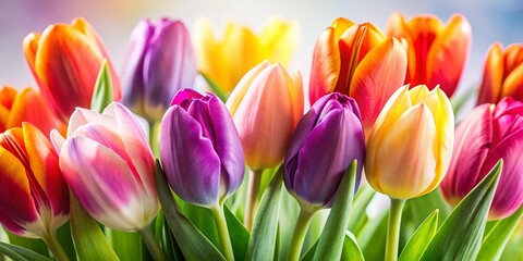 Fototapeta premium Vibrant Tulips Isolated on White Background - AI Photography