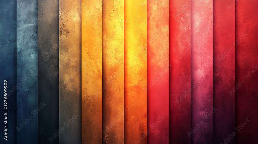 Wall mural Colorful vertical stripes showing a gradient of hues from blue to red in an artistic display. Generative AI