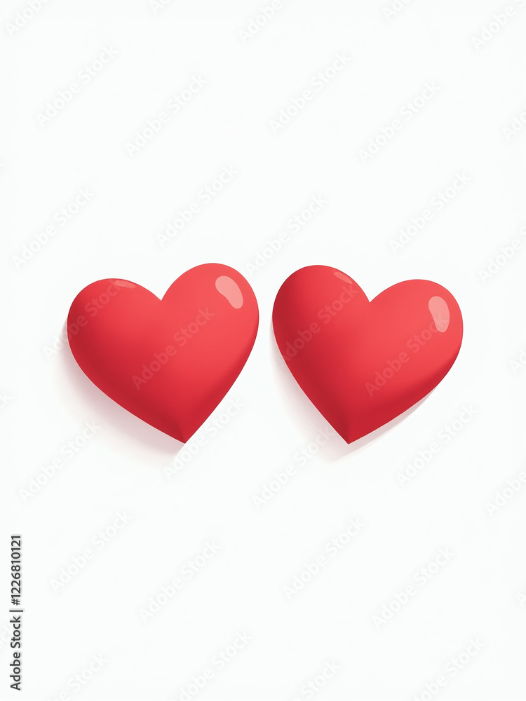 Poster Two Red Heart Shapes Are Placed Against A Clean White Background Creating A Simple Yet Elegant Design. 00001