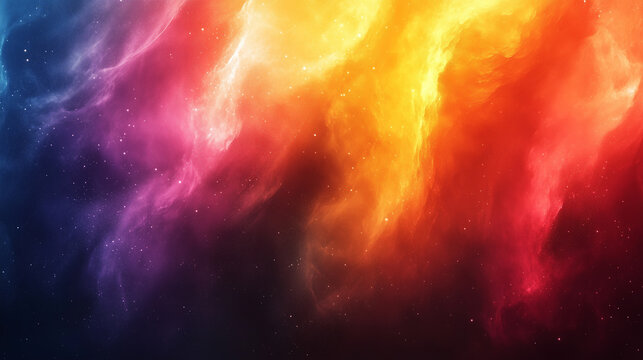 Colorful abstract cosmic background with vibrant hues and swirling patterns in deep space. Generative AI