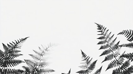 Fern Hand Drawn Monochrome Background Frame: Fern hand drawn monochrome background frame,