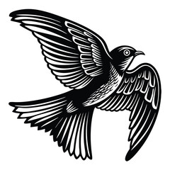 vector silhouette bird on white background-4