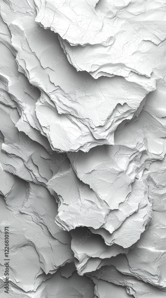 Wall mural unique textures of layered white paper create a striking visual effect in an abstract composition. g