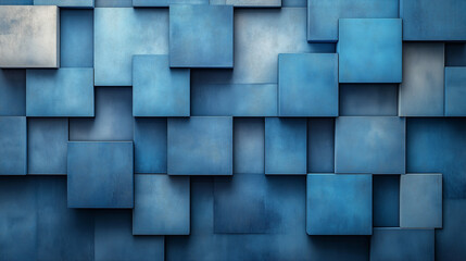 Textured blue wall with geometric shapes showcasing a modern design in an artistic setting. Generative AI